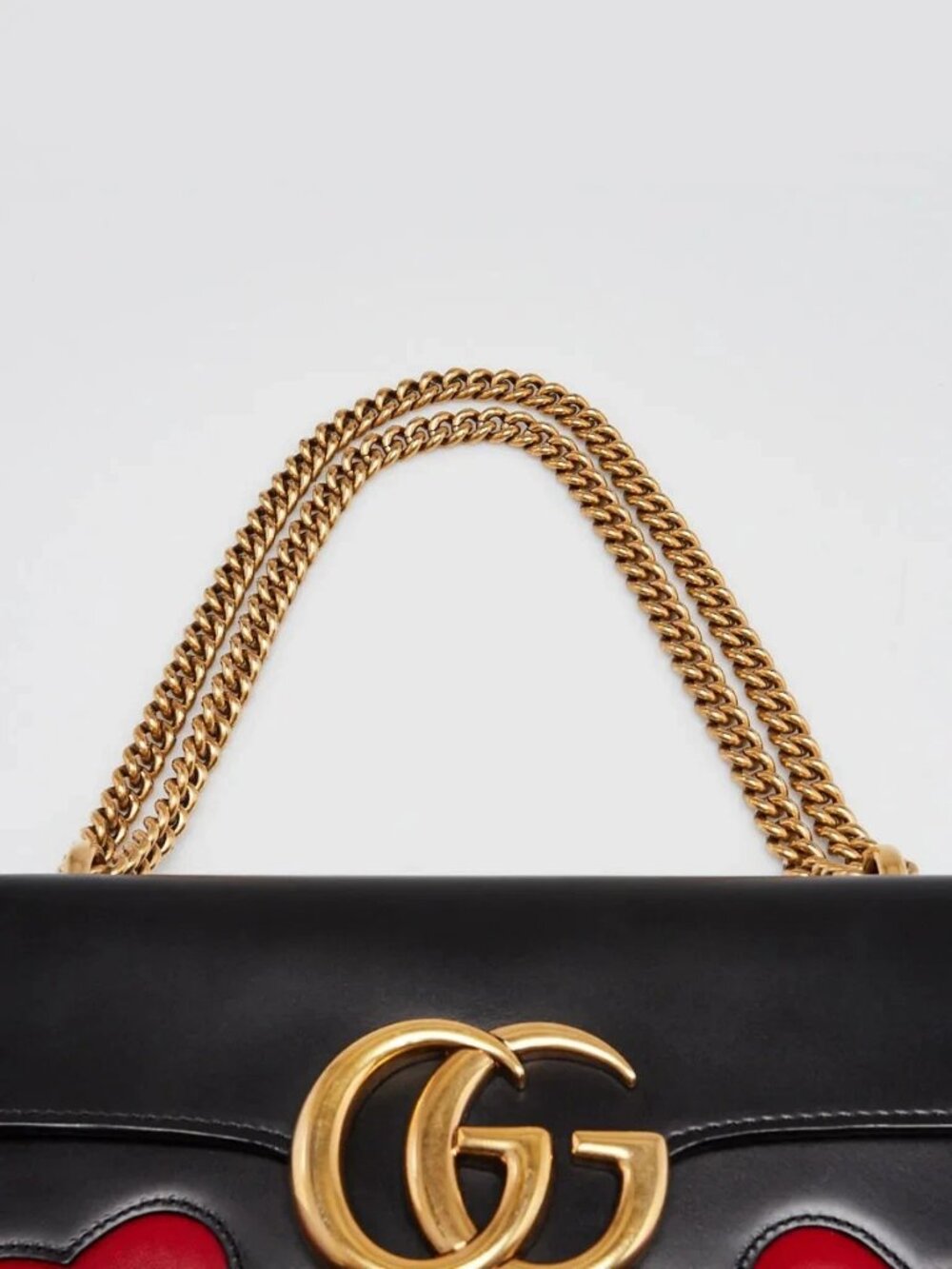 Gucci Black Smooth Leather GG Marmont Heart Shoulder Bag - Picture 7 of 12